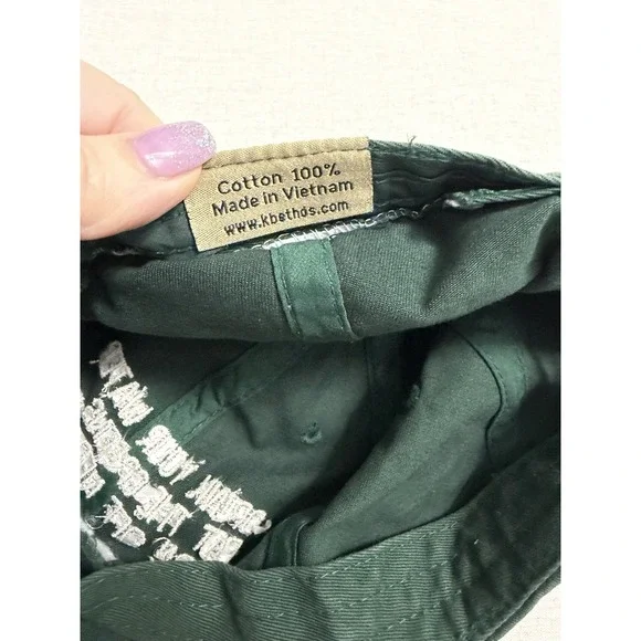 KBETHOS Vintage Distressed Dad Hat Green Graphic Quote Strapback Cap Grunge New - Picture 10 of 10